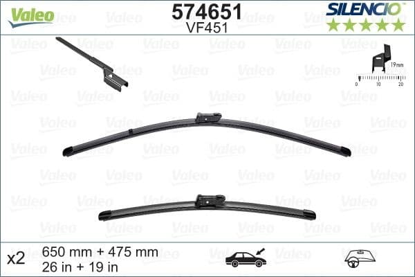 Wiper Blade SILENCIO FLAT BLADE SET 574651