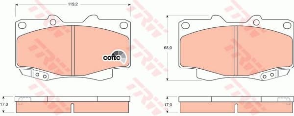 Brake Pad Set, disc brake COTEC GDB3428