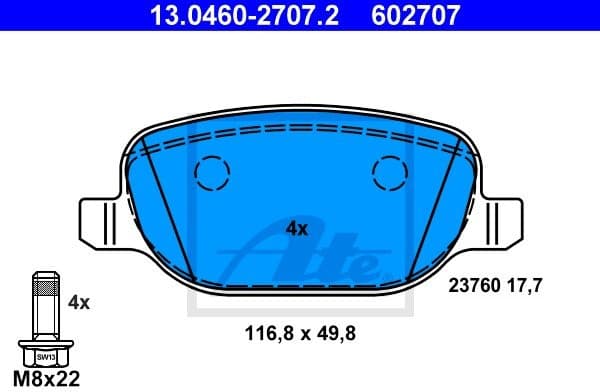 Brake Pad Set, disc brake 13.0460-2707.2 - image 2