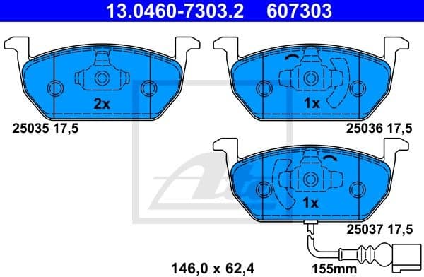 Brake Pad Set, disc brake 13.0460-7303.2