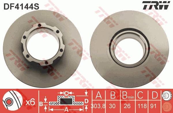 Brake Disc TRW SINGLE DF4144S