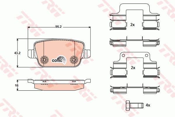 Brake Pad Set, disc brake COTEC GDB1708
