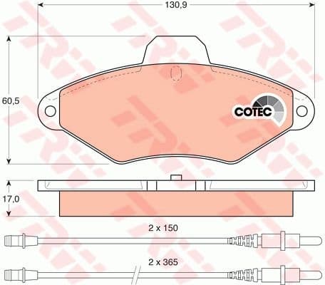 Brake Pad Set, disc brake COTEC GDB1101