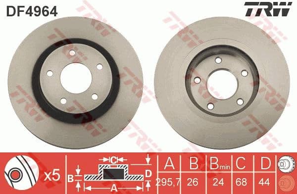 Brake discs kit front (2pcs), Top Quality DF4964