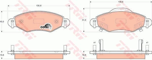 Brake Pad Set, disc brake COTEC GDB3324