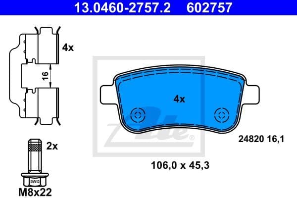 Brake Pad Set, disc brake 13.0460-2757.2
