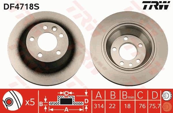 Brake disc, 1pcs REAR, Top Quality DF4718S - image 4