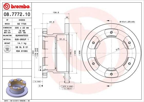 Brake Disc PRIME LINE 08.7772.10