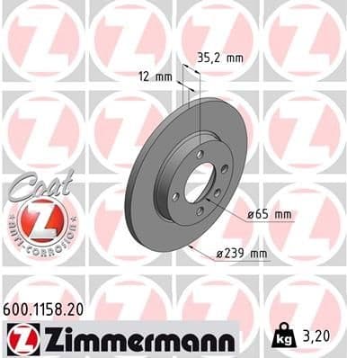 Brake Disc COAT Z 600.1158.20