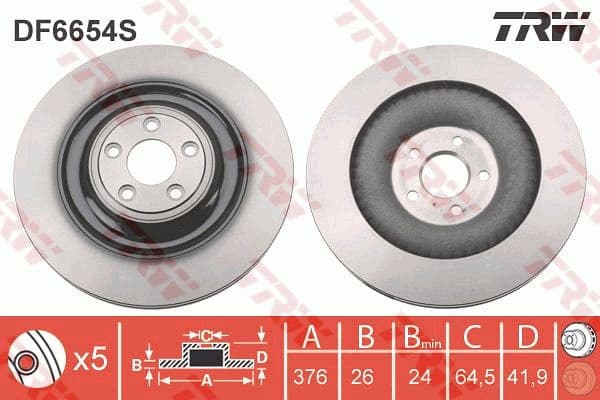 Brake Disc TRW SINGLE DF6654S