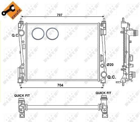Radiator, engine cooling EASY FIT 54752