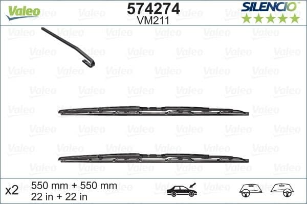 Wiper Blade SILENCIO CONVENTIONAL SET 574274