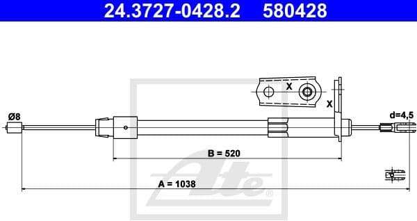 Cable Pull, parking brake 24.3727-0428.2