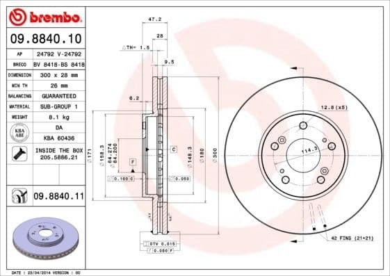 Brake Disc PRIME LINE - UV Coated 09.8840.11
