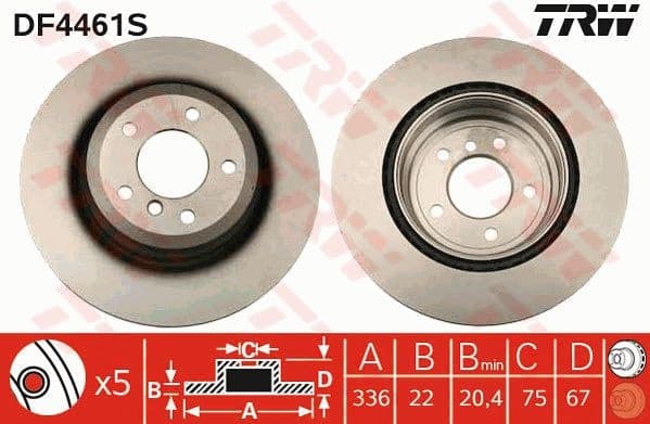 Brake Disc TRW SINGLE DF4461S