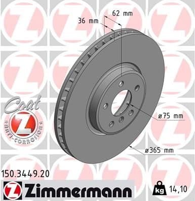 Brake Disc COAT Z 150.3449.20