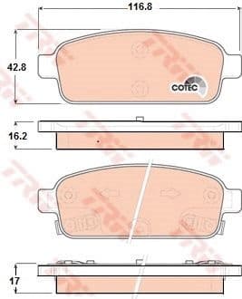 Brake pads rear, Top Quality GDB1844