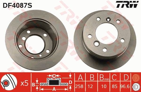 Brake Disc TRW SINGLE DF4087S