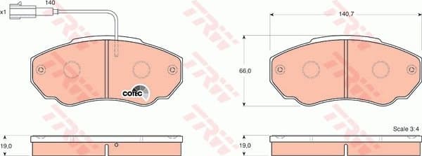 Brake Pad Set, disc brake COTEC GDB1517