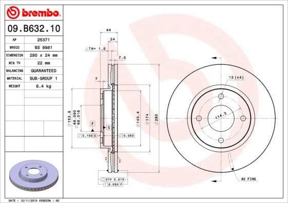 Brake Disc PRIME LINE 09.B632.10