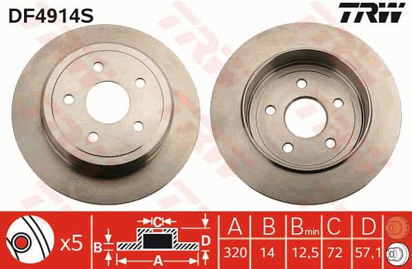 Brake Disc TRW SINGLE DF4914S