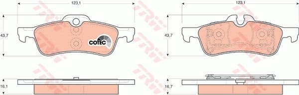 Brake pads rear, Top Quality GDB1561