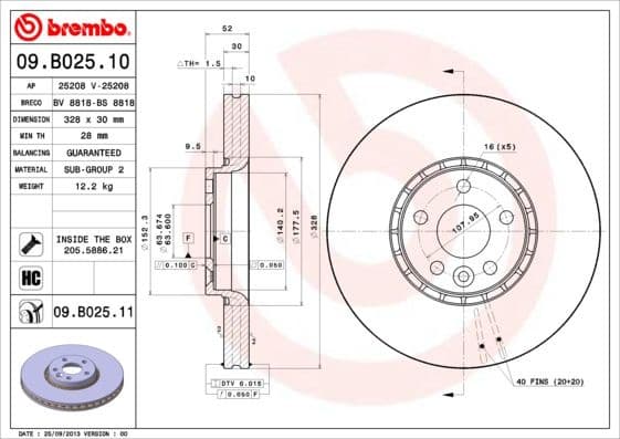 Brake Disc PRIME LINE - UV Coated 09.B025.11