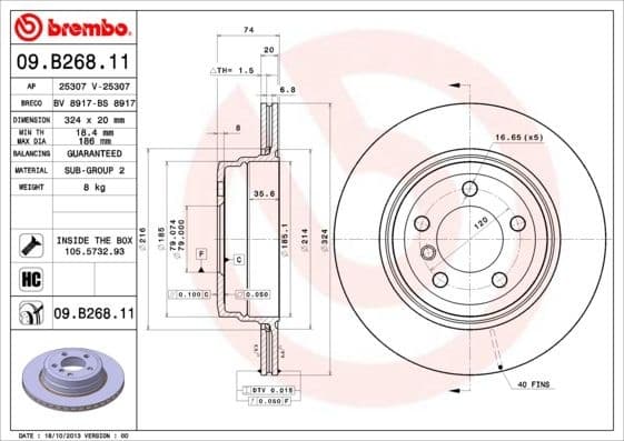 Brake Disc PRIME LINE - UV Coated 09.B268.11