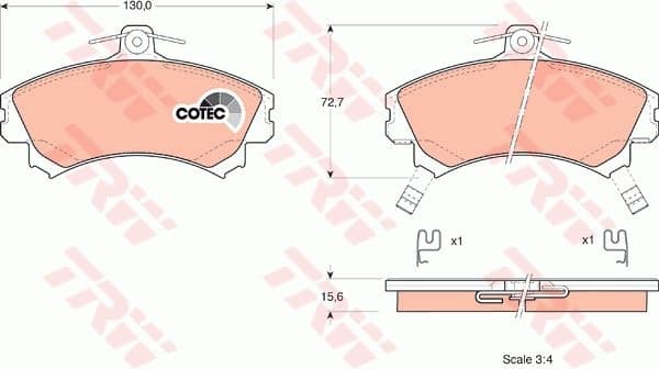 Brake Pad Set, disc brake COTEC GDB1317