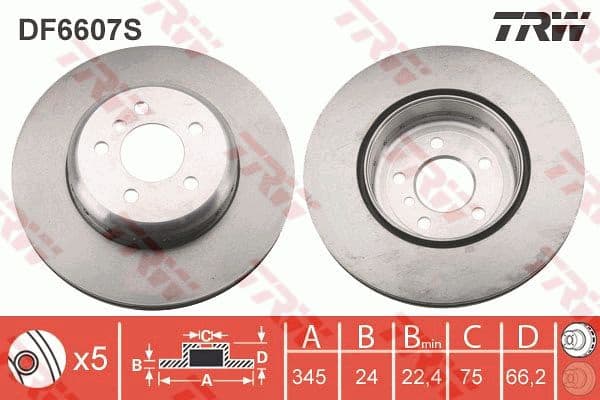 Brake Disc TRW SINGLE DF6607S