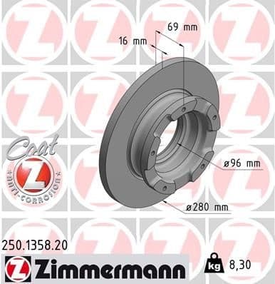 Brake Disc COAT Z 250.1358.20