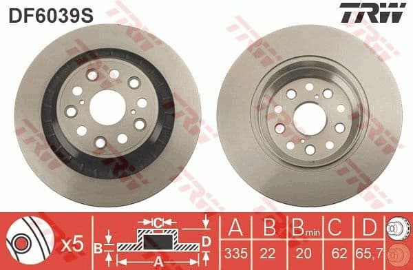 Brake Disc TRW SINGLE DF6039S