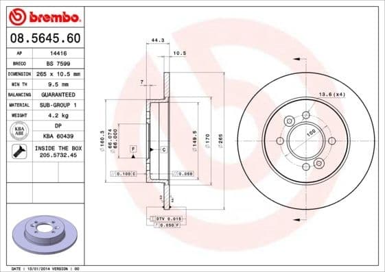 Brake Disc PRIME LINE 08.5645.60
