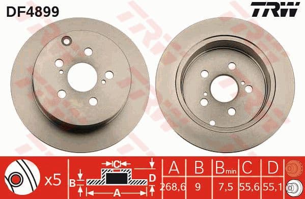 Brake discs kit rear, (2pcs), Top Quality DF4899 - image 4