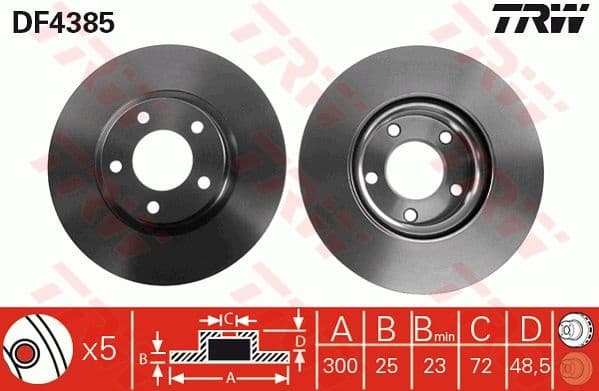 Brake discs kit front (2pcs), Top Quality DF4385 - image 4