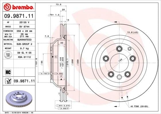 Brake Disc PRIME LINE - UV Coated 09.9871.11