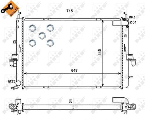 Radiator, engine cooling EASY FIT 55319