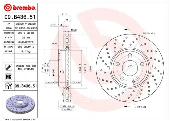 Brake Disc PRIME LINE - UV Coated 09.B436.51