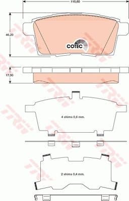 Brake Pad Set, disc brake COTEC GDB3472