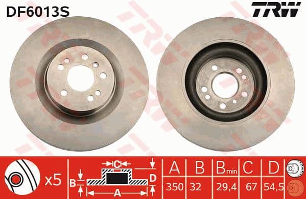 Brake Disc TRW SINGLE DF6013S
