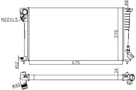 Radiator, engine cooling Economy Class 509510A