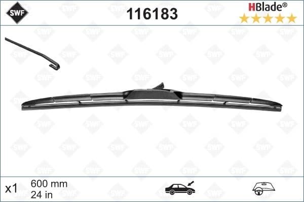 Wiper Blade DAS ORIGINAL HBLADE 116183