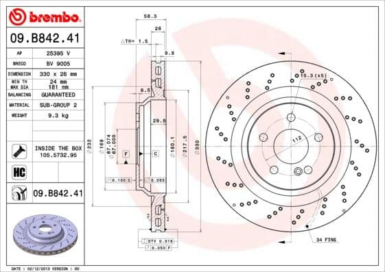 Brake Disc PRIME LINE - UV Coated 09.B842.41