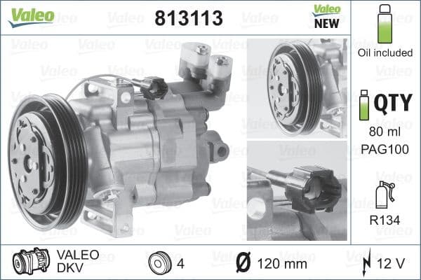 Compressor, air conditioning VALEO ORIGINS NEW OE TECHNOLOGY 813113