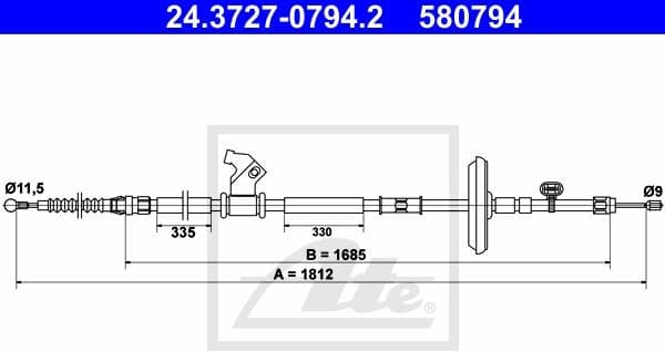 Cable Pull, parking brake 24.3727-0794.2