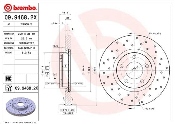 Brake Disc XTRA LINE - Xtra 09.9468.2X