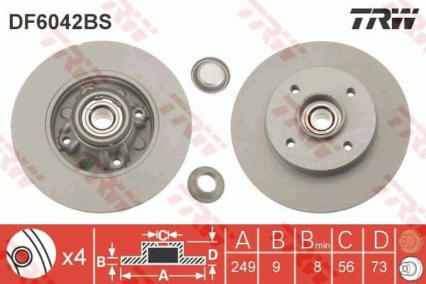 Brake Disc TRW SINGLE DF6042BS
