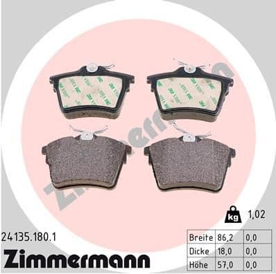 Brake Pad Set, disc brake 24135.180.1