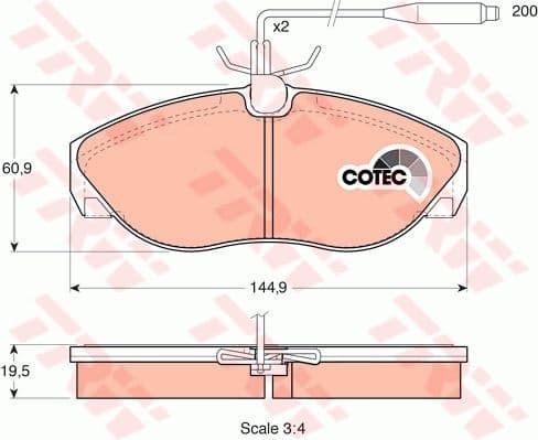 Brake Pad Set, disc brake COTEC GDB1105