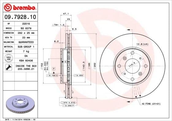 Brake Disc PRIME LINE 09.7928.10